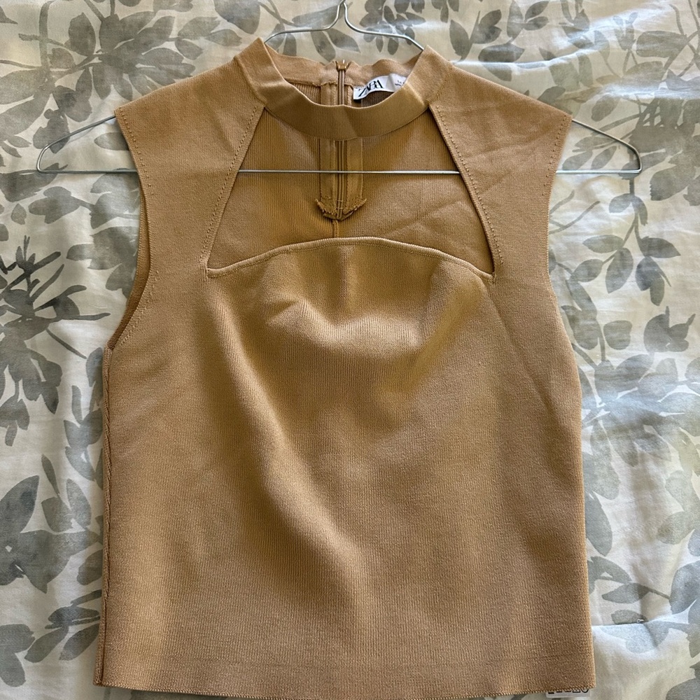 Zara Tan Sleeveless Tank Top